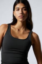 Dark Grey - Fitted Square Neck Tank Top - 1