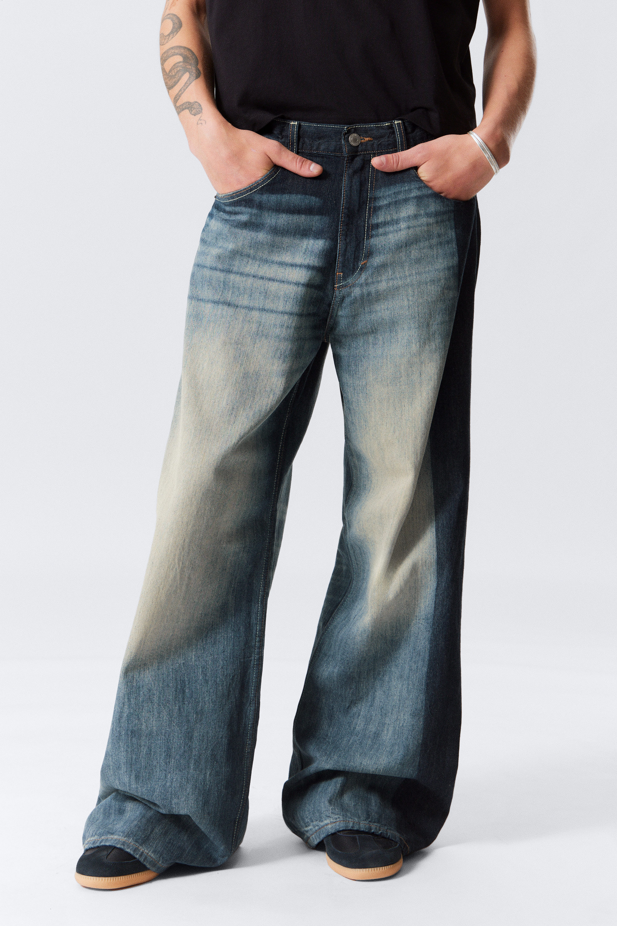 Laser Board Blue - Mittelblau - Solar Loose Wide Leg Unisex Jeans - 2