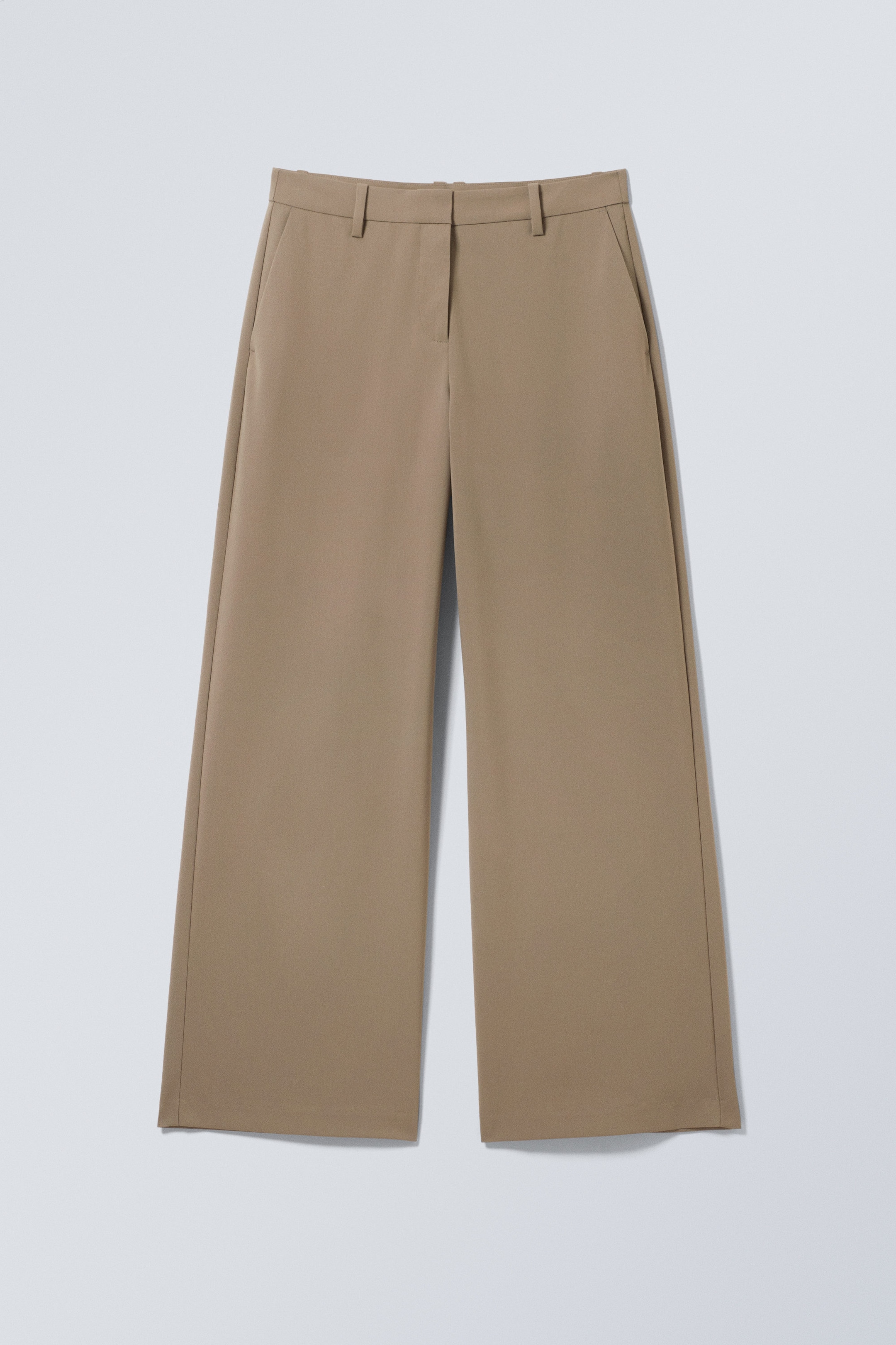 Beige - Locker geschnittene Anzughose mit niedriger Taille - 0