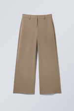 Beige - Locker geschnittene Anzughose mit niedriger Taille - 0
