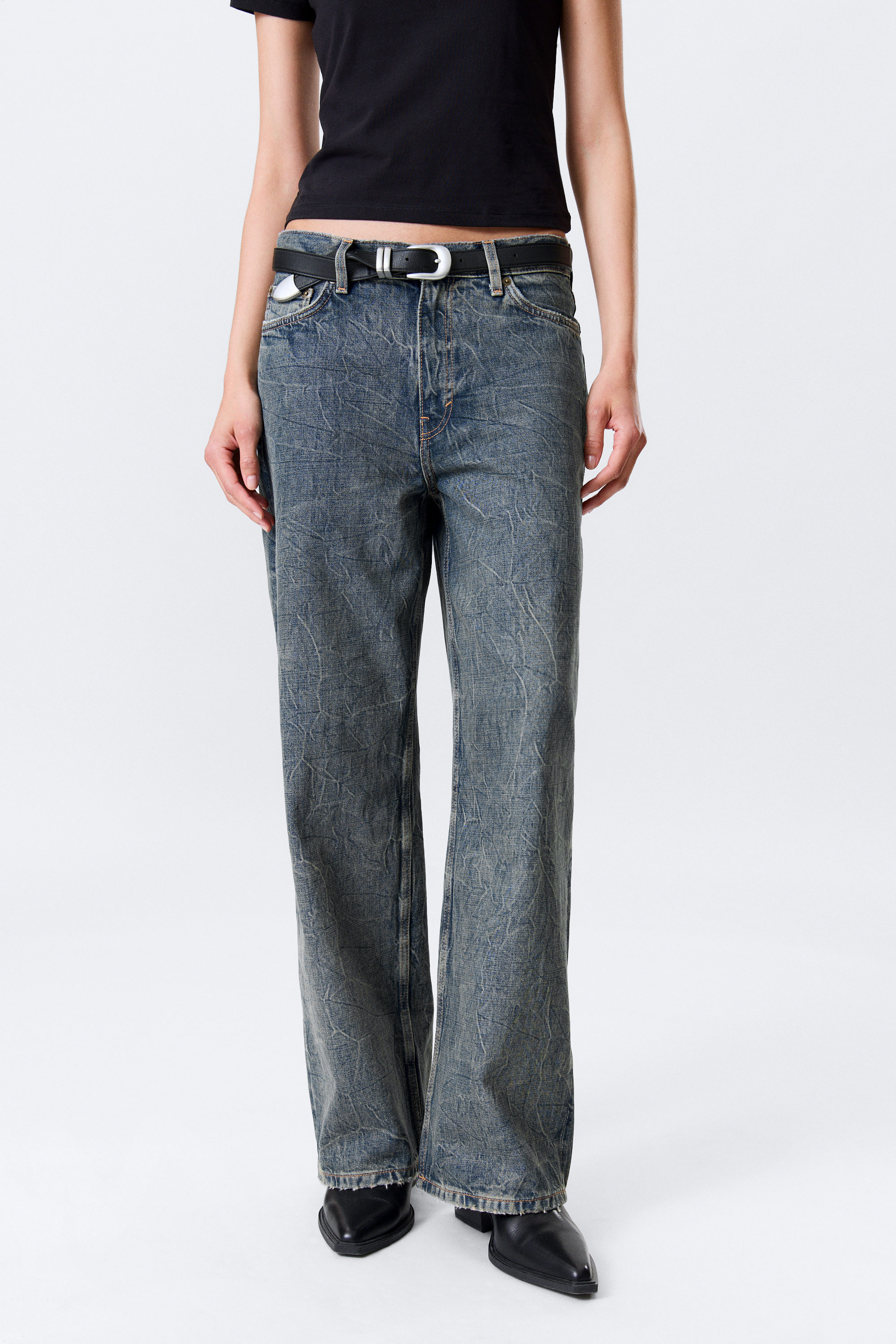 Tuscon Blue - Medium Blue - Dynasty Low Rise Loose Wide Leg Jeans - 2