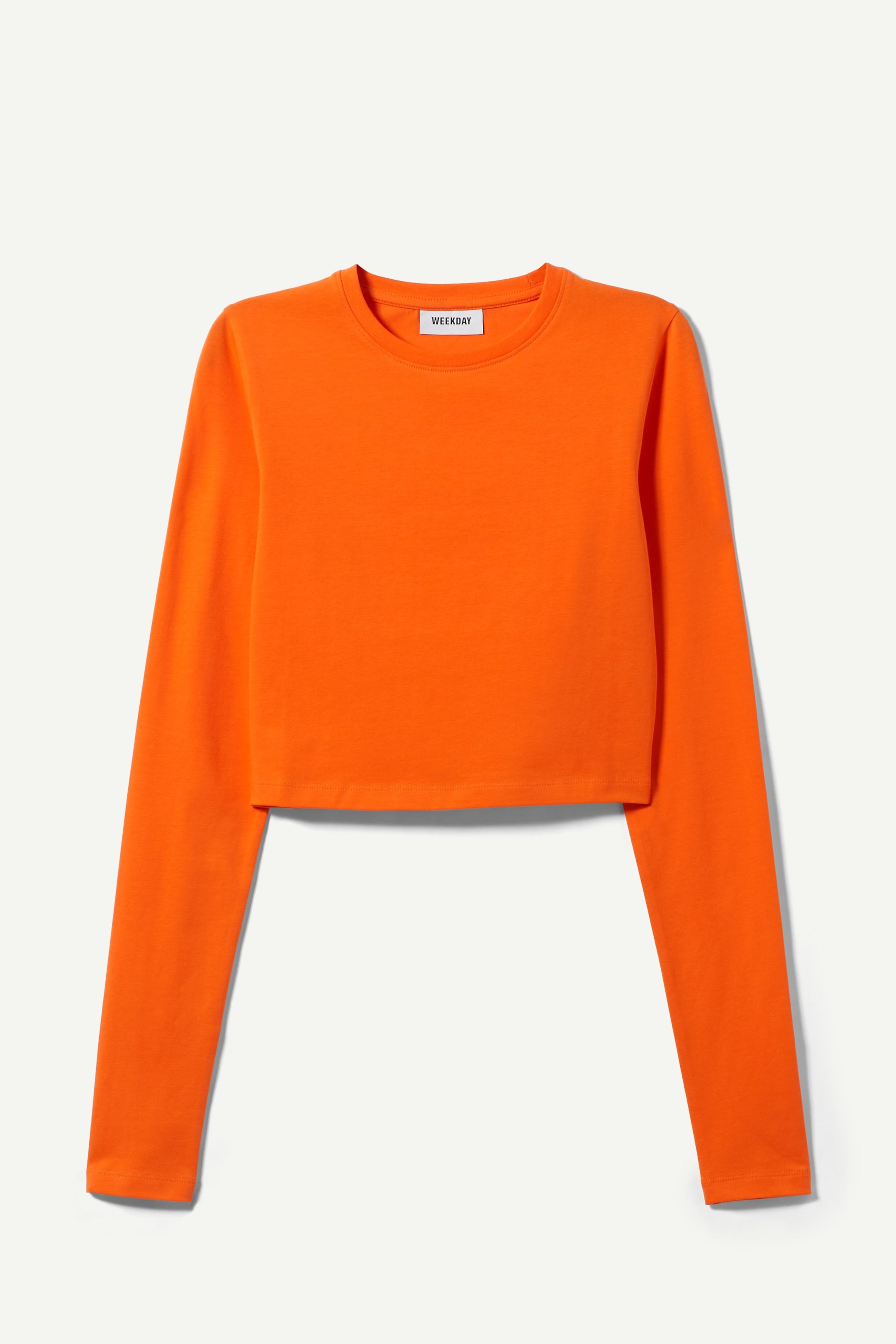Orange - Langärmliges Mini-Crop-Top - 0