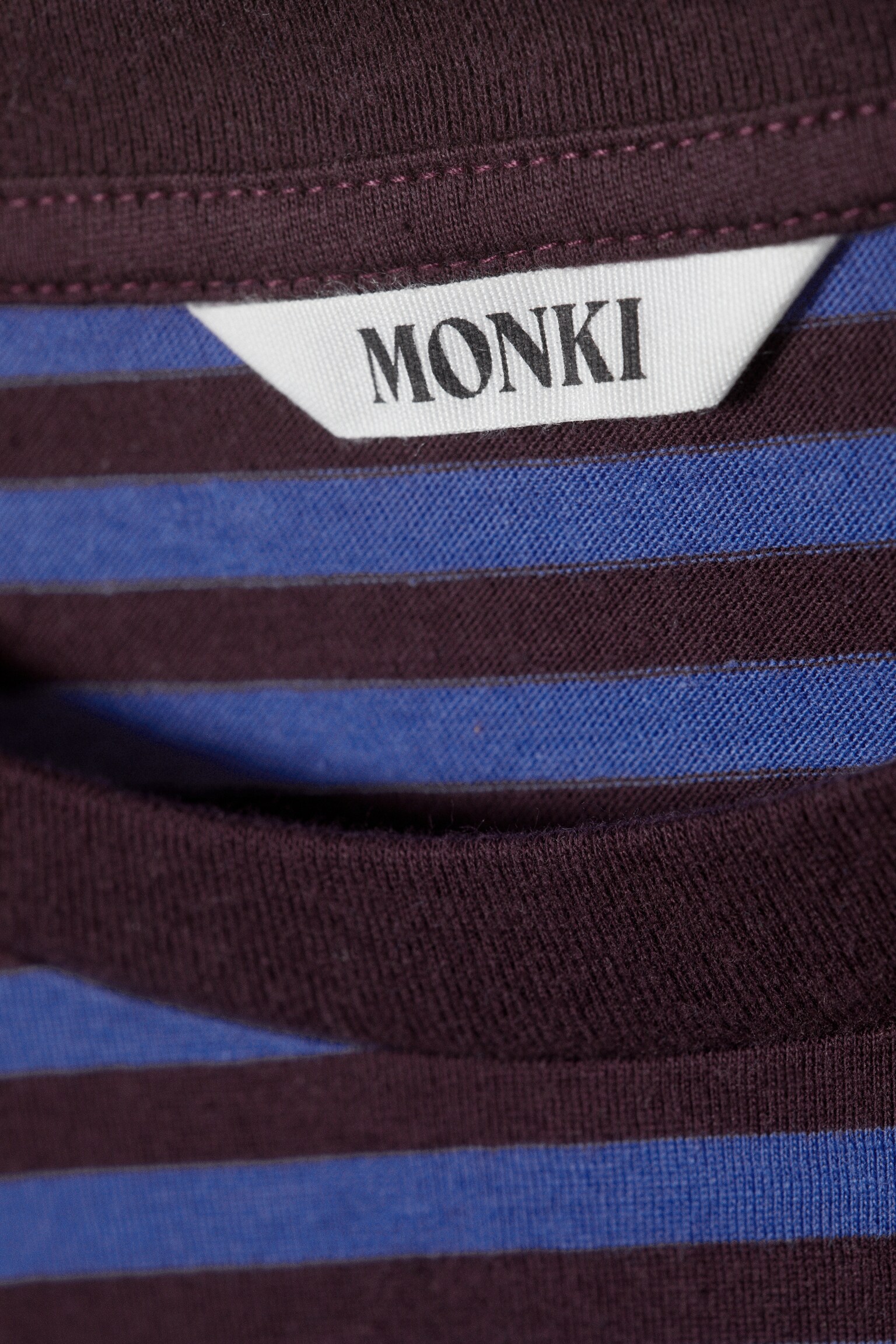 Long-Sleeved Cotton T-shirt - Blue & Burgundy Stripes/Bright Red & Beige Stripes/Gestreept donkerbruin - 4