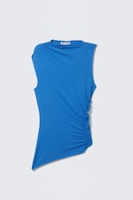 Bleu - Top drapé en lyocell Slim Fit - 0