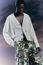 Beige - Boxy Slitt Strikket Cardigan - 0