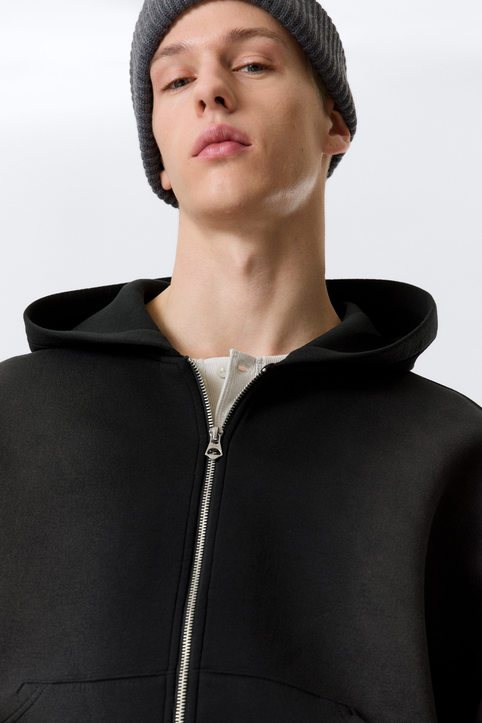 Faded Black - Simon Washed Scuba Zip Hoodie - 2