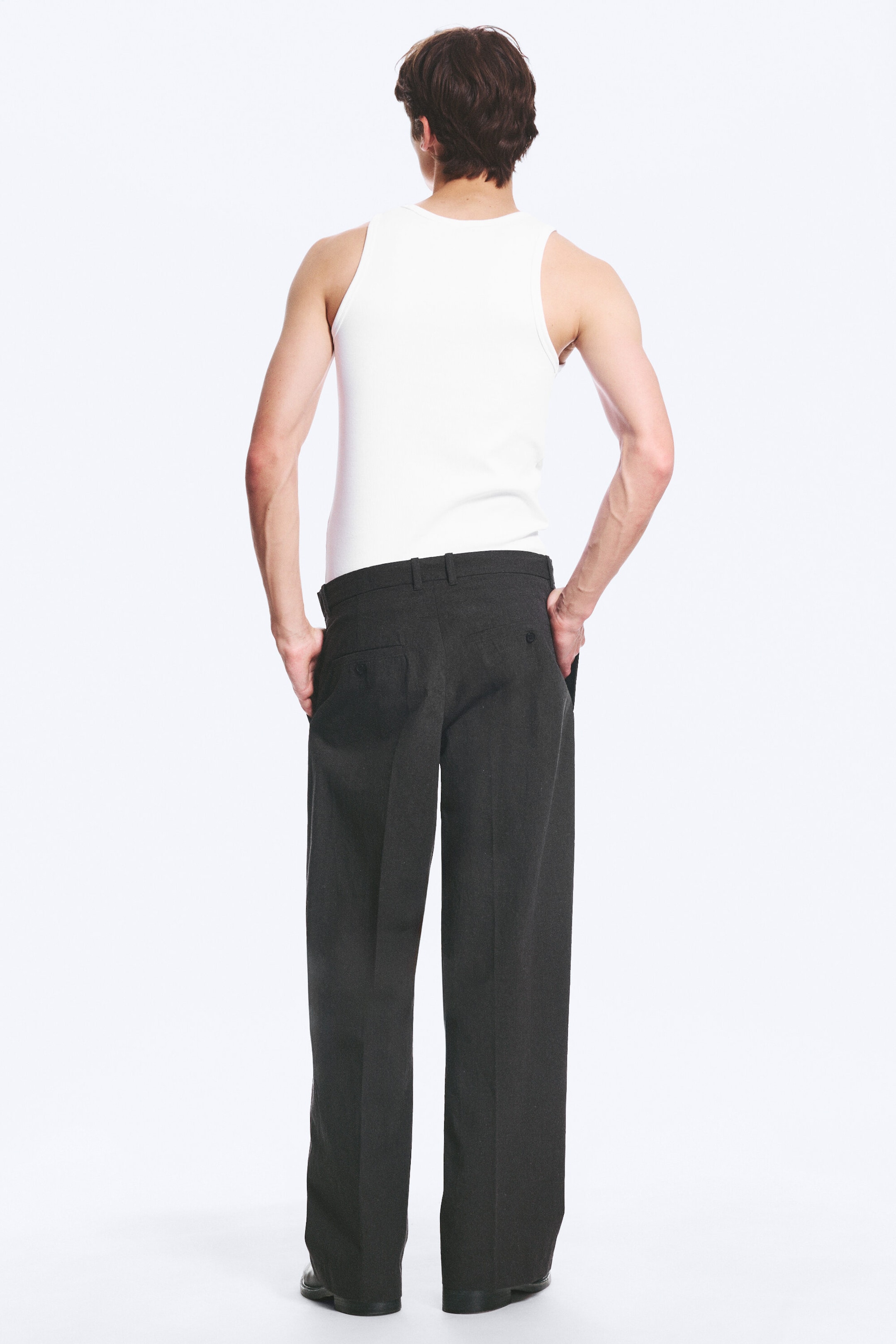 Noir chiné - Pantalon de costume plissé décontracté Florian - 3