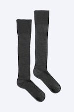 Dark Grey Melange - Ribbed Knee-High Socks - 1