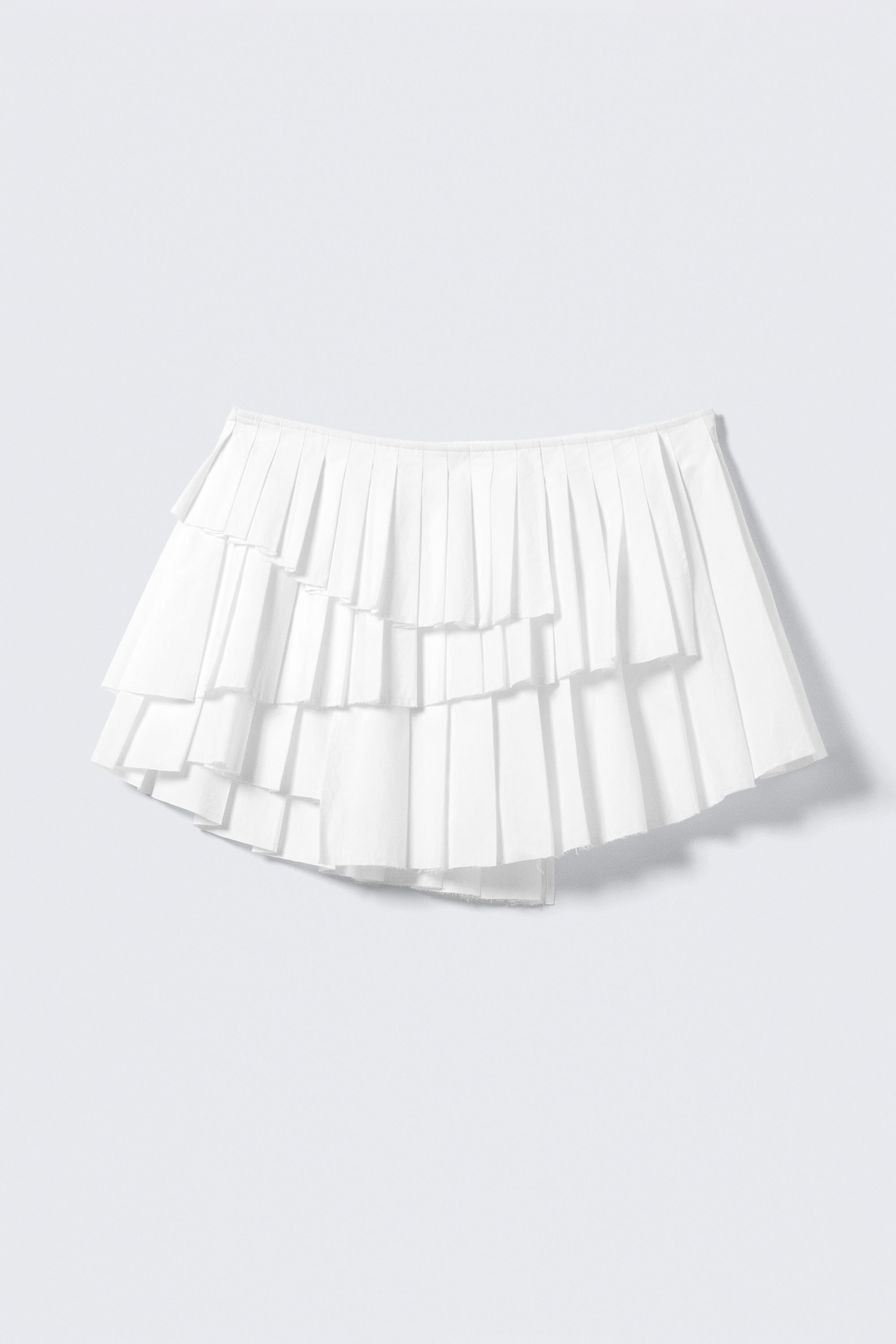 White - Pleated Layered Mini Skirt - 3