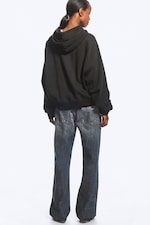 Zwart - Oversized Double-Breasted Hoodie - 3