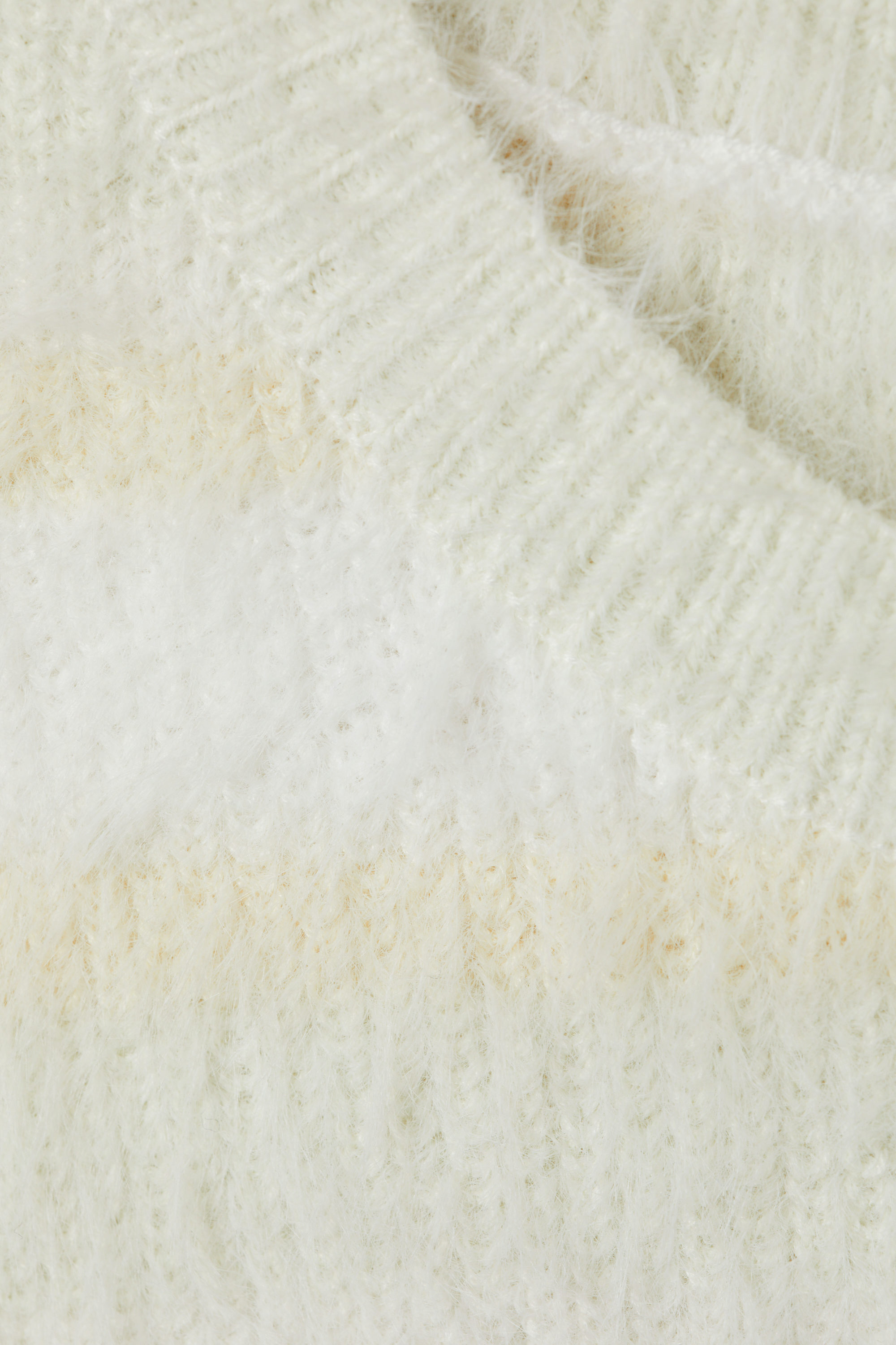White - Striped Hairy Knit Vest - 4