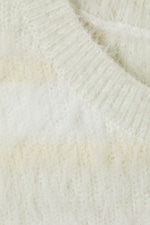 White - Striped Hairy Knit Vest - 4