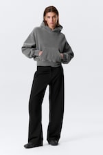 Gris foncé délavé - Sweat à capuche boxy en molleton de coton - 2