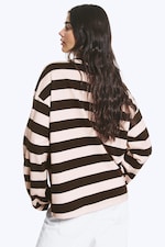 Striped Dark Brown/Dusty Pink - Longsleeve-Shirt aus Baumwolle - 2