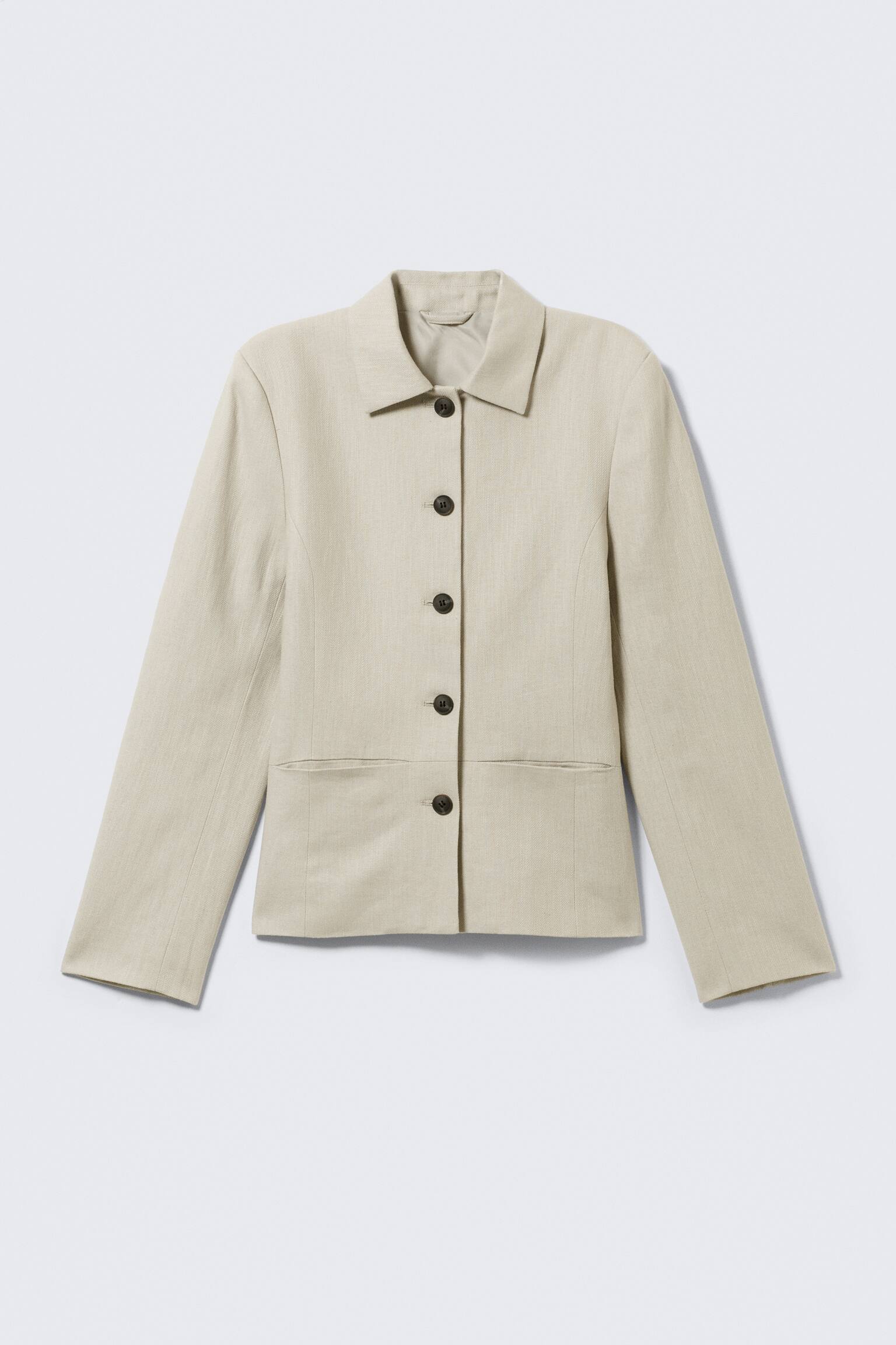 Lean Buttoned Jacket - Zacht taupe/Pinstriped Black/Donkergrijze visgraat - 2