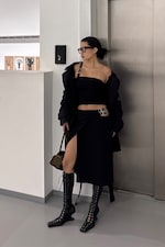 Black - FAUSTINA C MID RISE SIDE-BUCKLE PENCIL SKIRT - 0