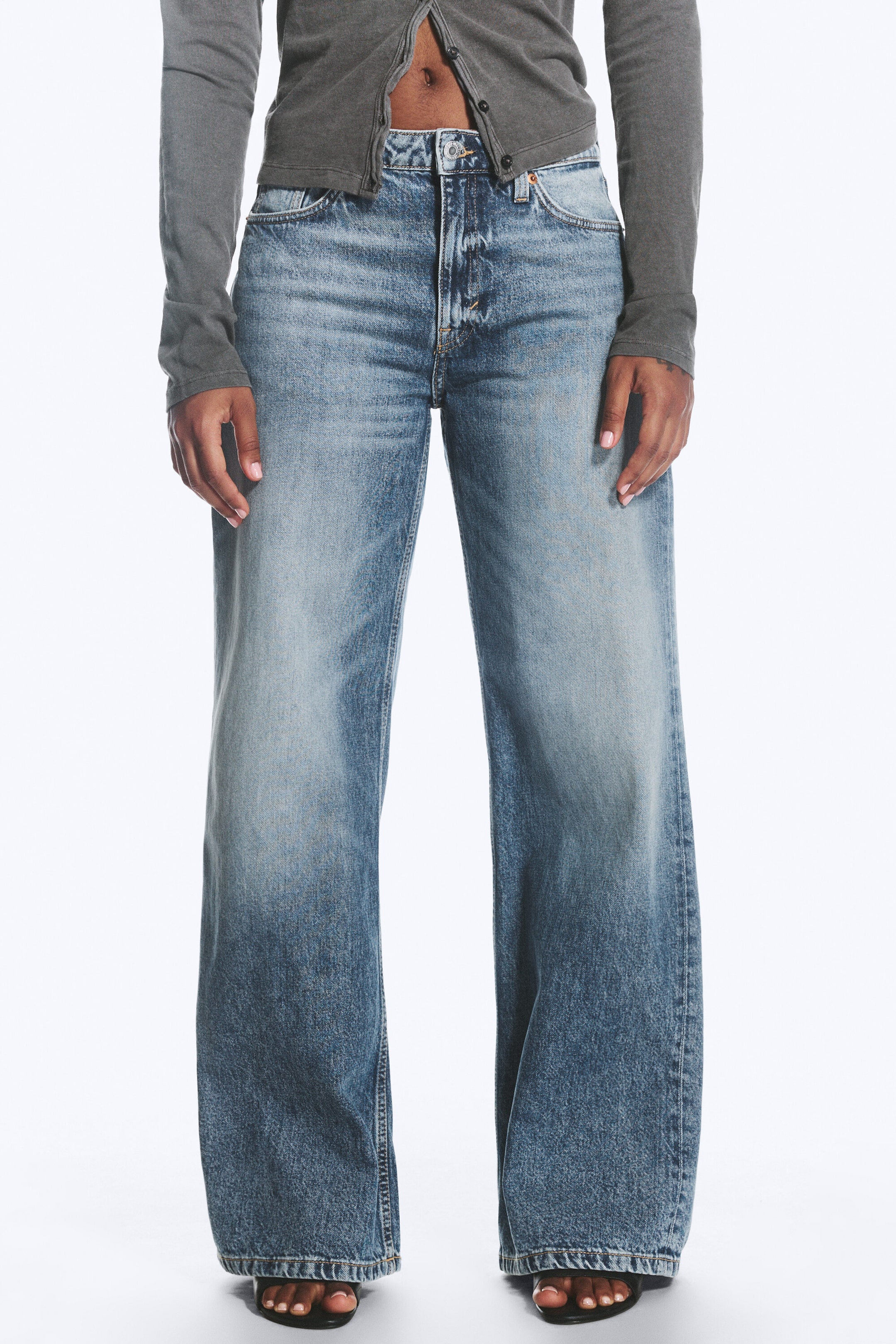 Blue Horses - Medium Blue - Paz Mid Rise Wide Jeans - 2