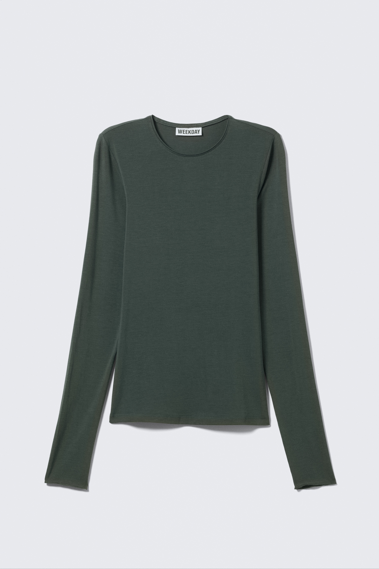 Slim Fit Long-Sleeved Lyocell Top - Petrol/Light Blue-ish Grey/Black - 2