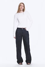 White - Slim Long-Sleeved Cotton Top - 1