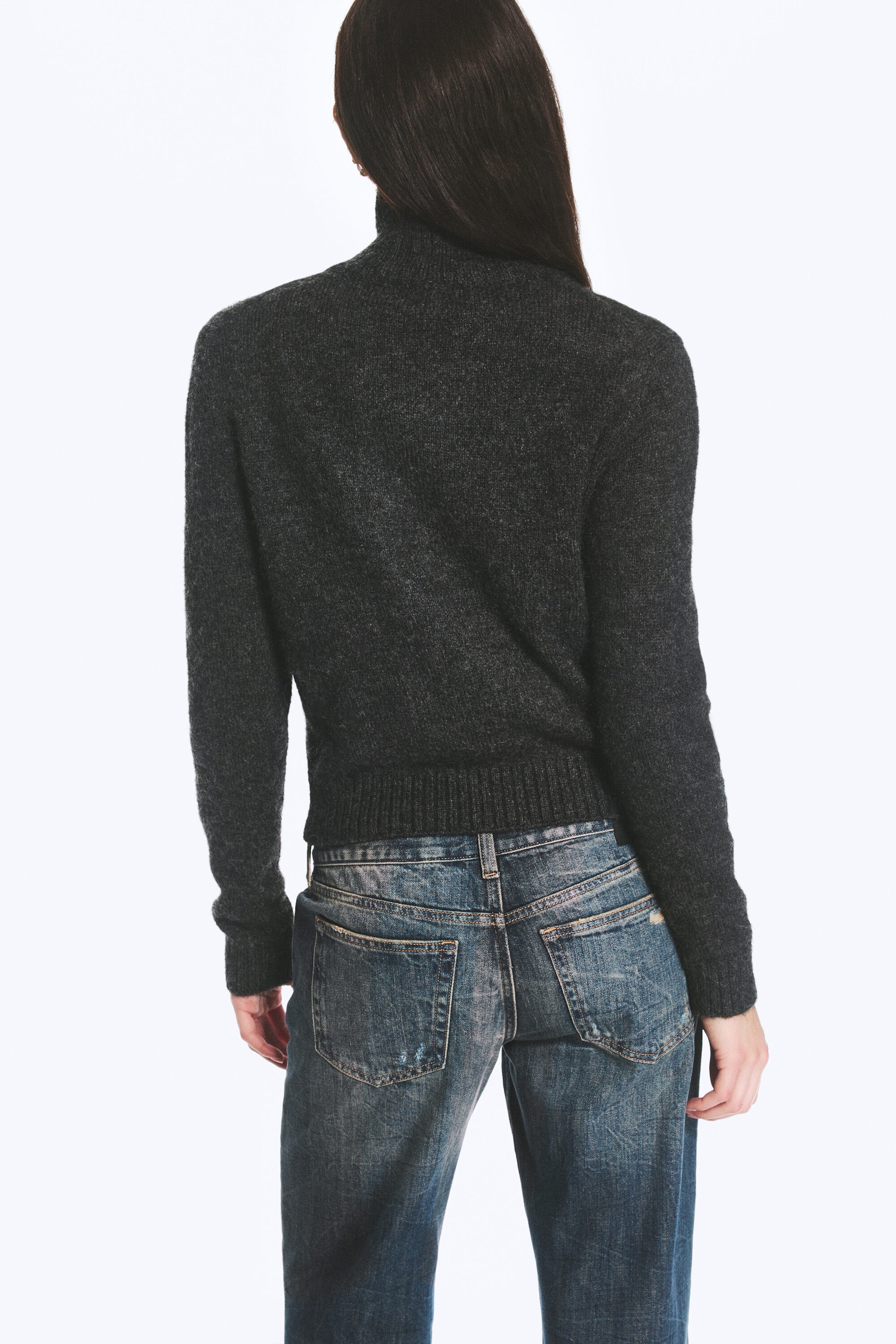 Dark Grey Melange - Double-breasted buttoned cardigan - 5