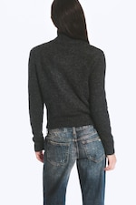 Dark Grey Melange - Double-breasted buttoned cardigan - 2
