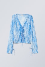 Blue wrinkled dye - Lily Frill Long Sleeve - 0