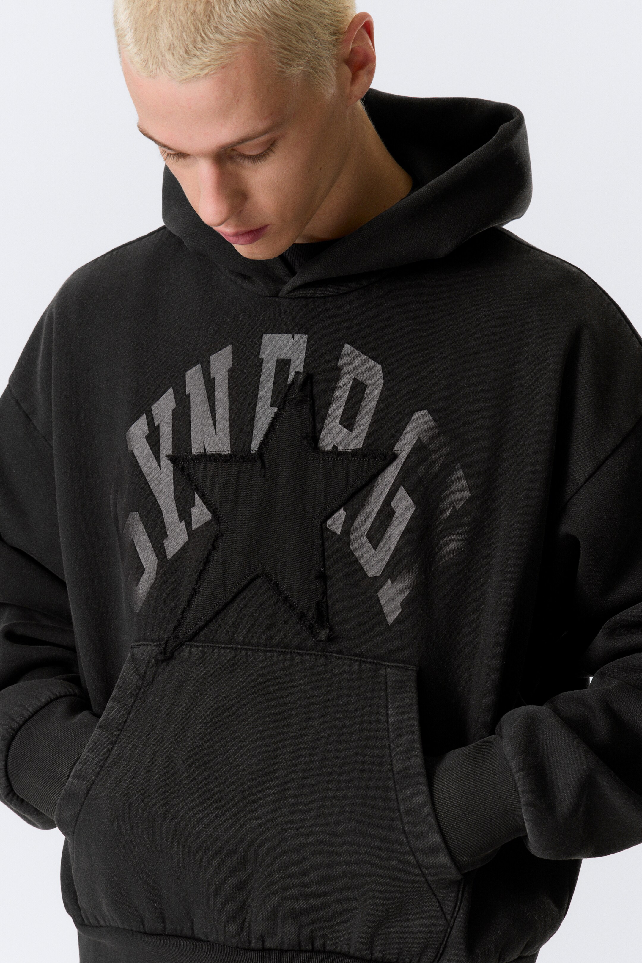 View larger image: Square Loose Fit Graphic Hoodie - Black - Synergy - Men | H&M GB 3