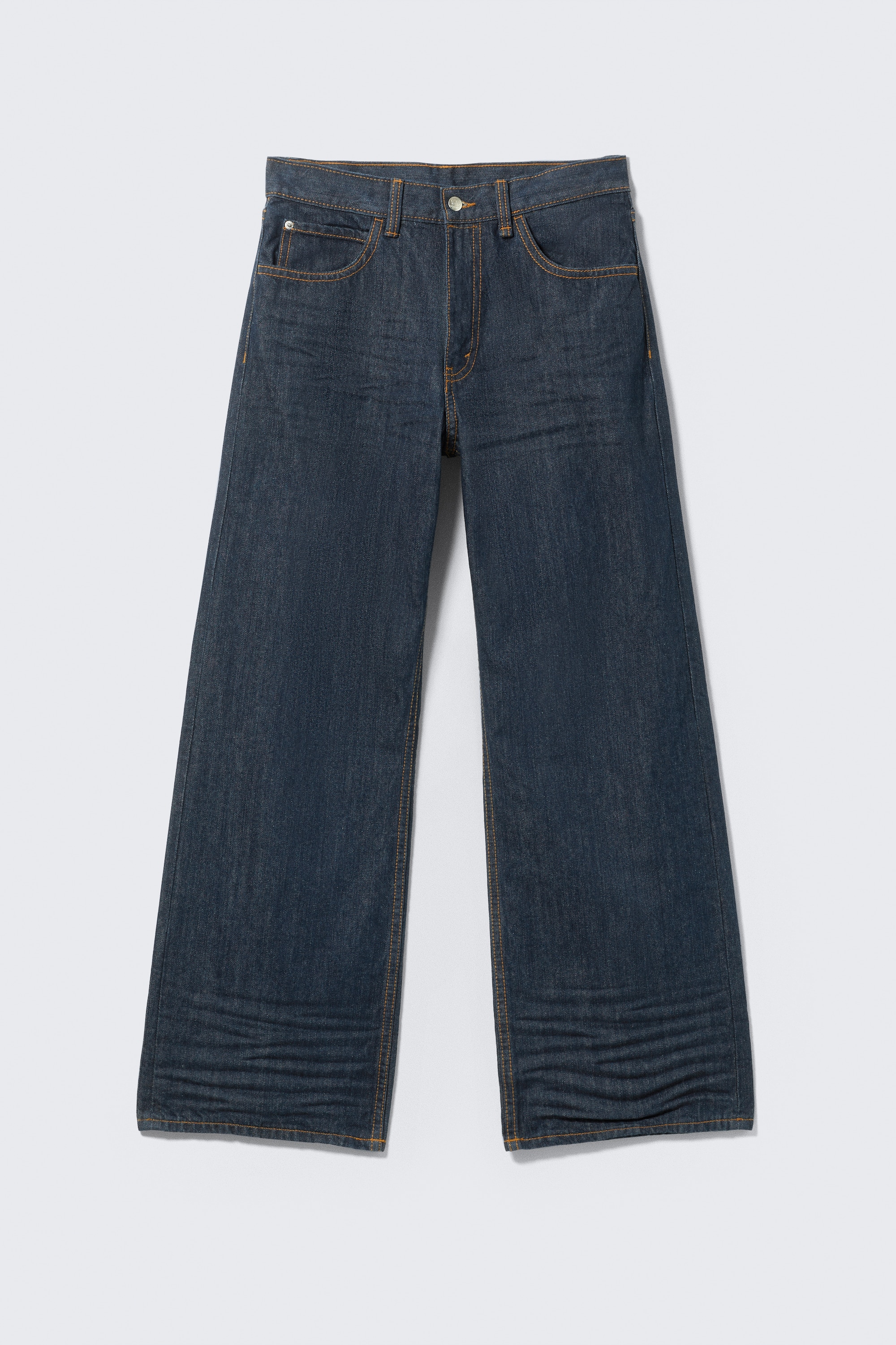 Looser Regular Waist Loose Straight Jeans - Blue/Extra Black Rinse/Creased White - White