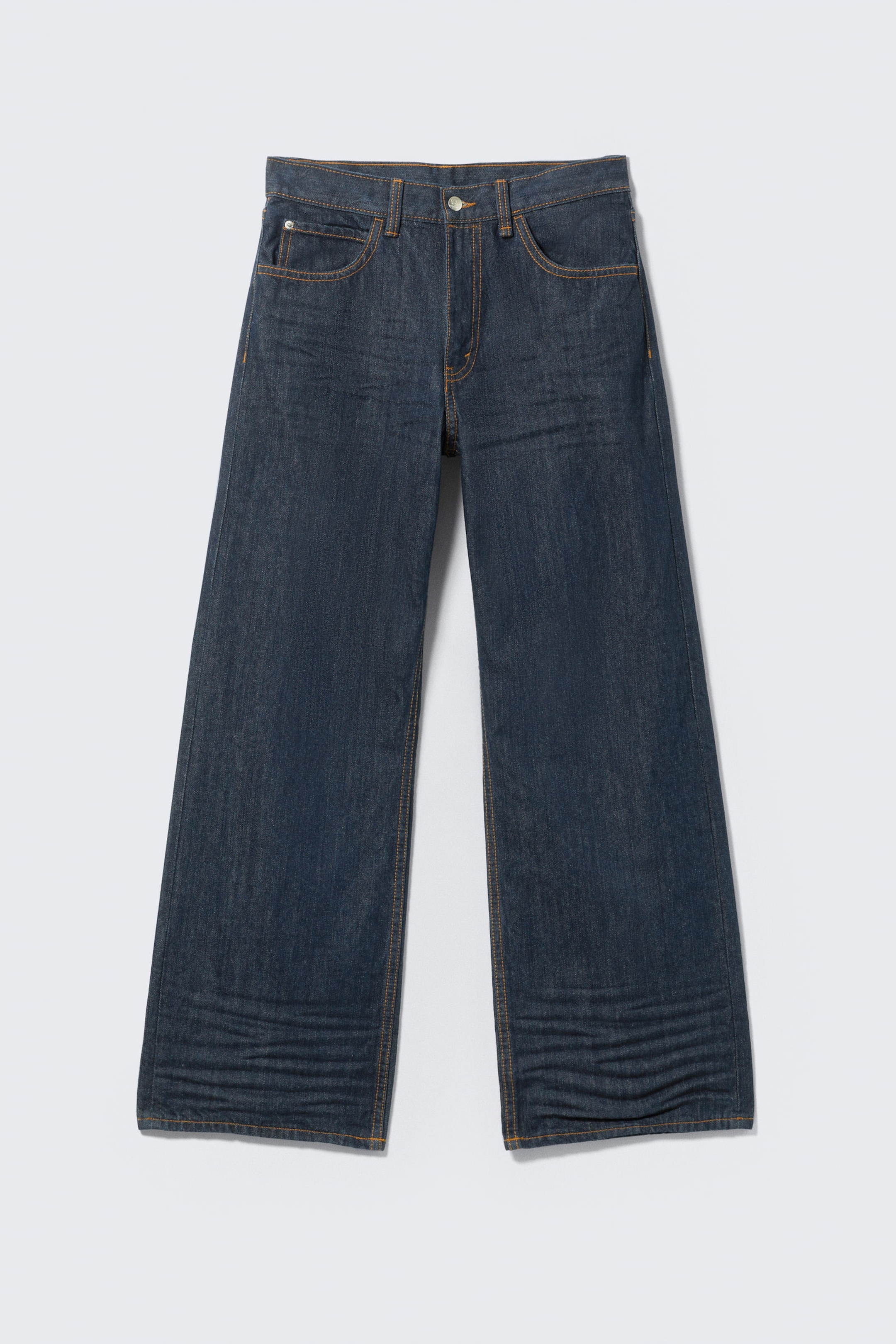 Blå - Looser Regular Waist Loose Straight Jeans - 5