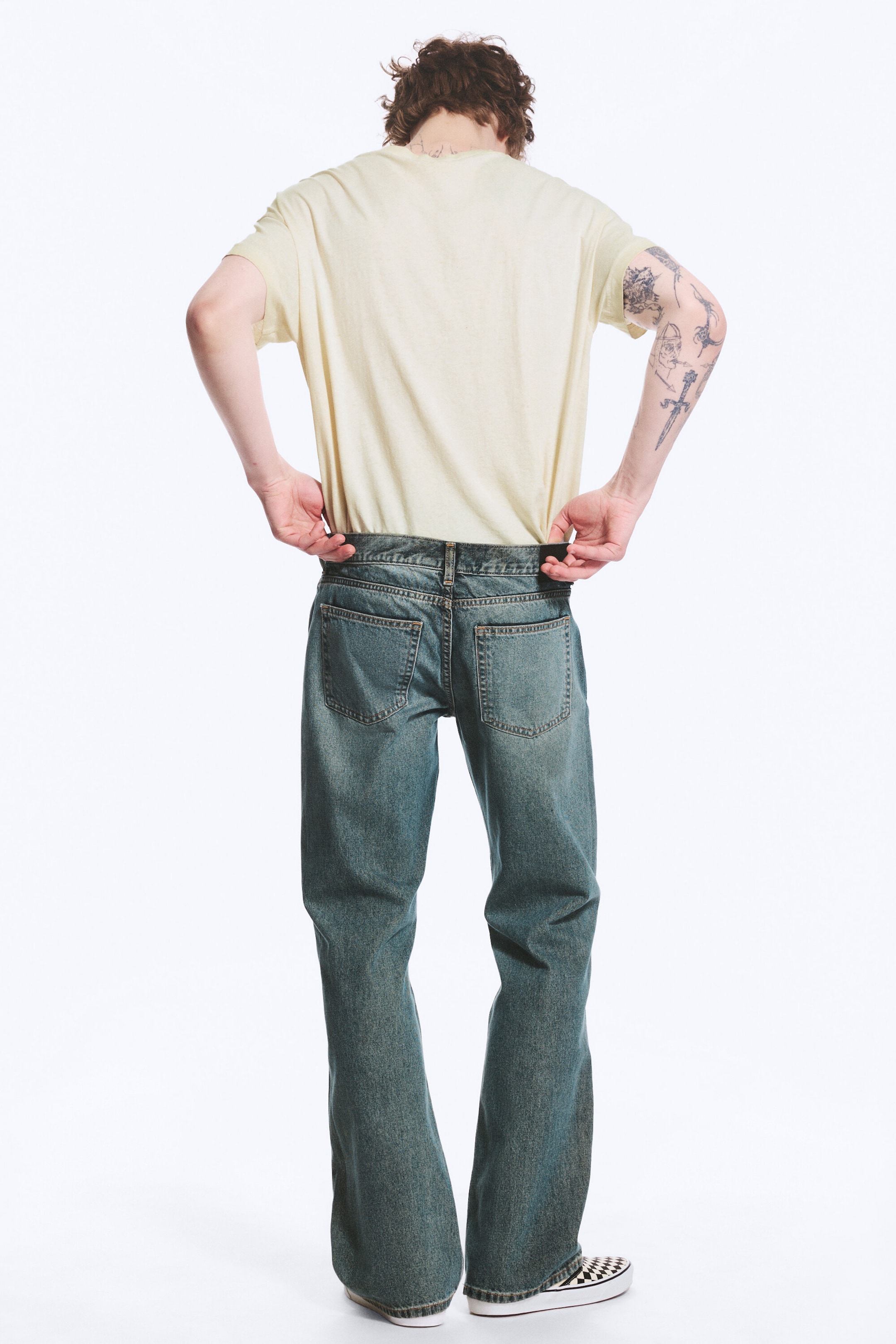 Grid Blue – lyseblå - Sky normal bootcut-jeans med lavt liv - 4