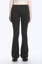 Mörkgrå - Utsvängda yogatights med vikt midja - 1