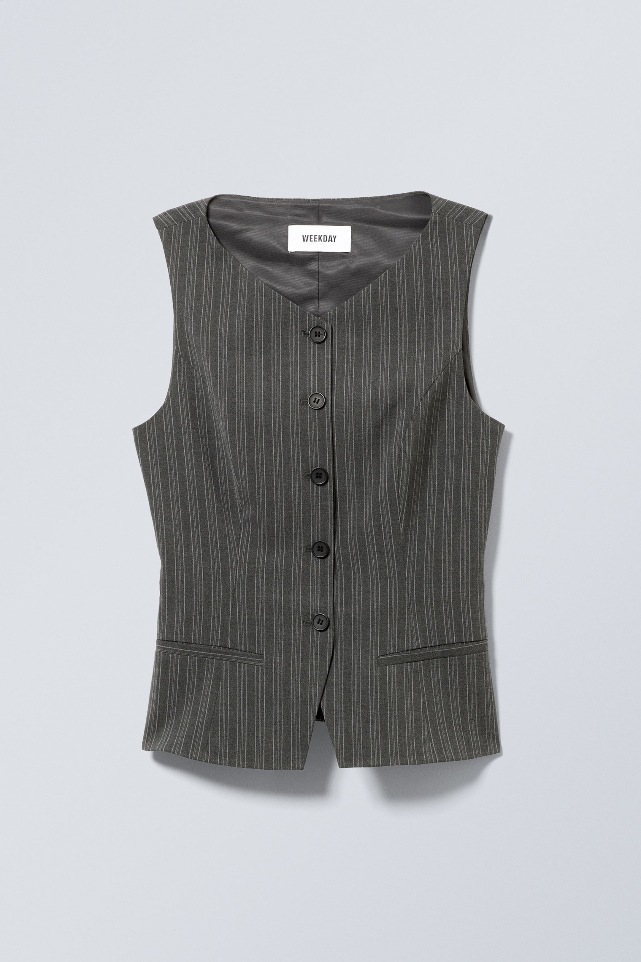 Dark Grey Stripe - Slim Suiting Waistcoat - 1