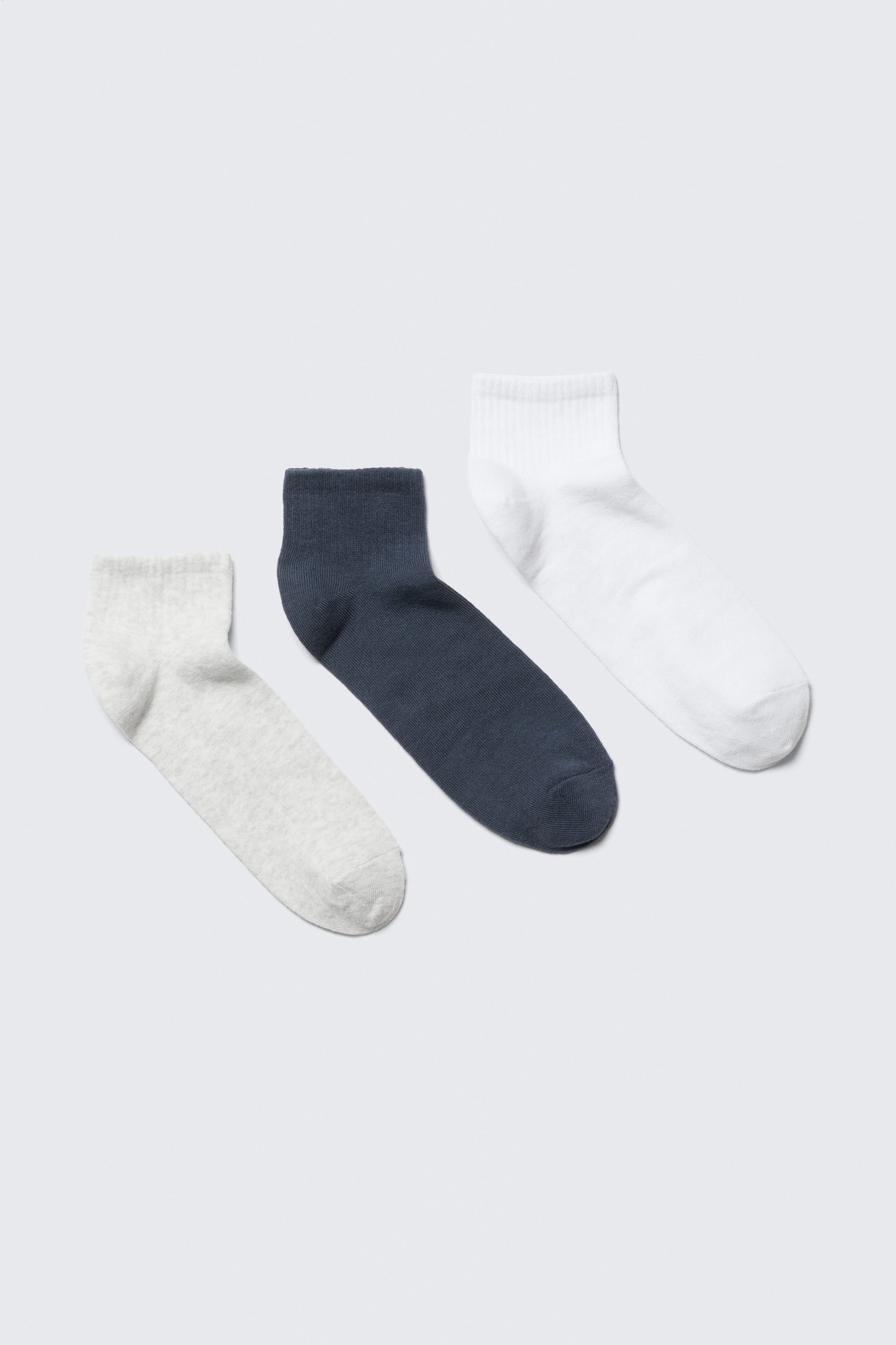 Weiß/Grau/Marineblau - 3er-Pack niedrige Sportsocken