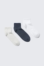 Weiß/Grau/Marineblau - 3er-Pack niedrige Sportsocken - 0