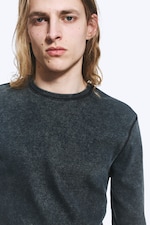 Dark Blue - Ribbed Long-Sleeved T-shirt - 1