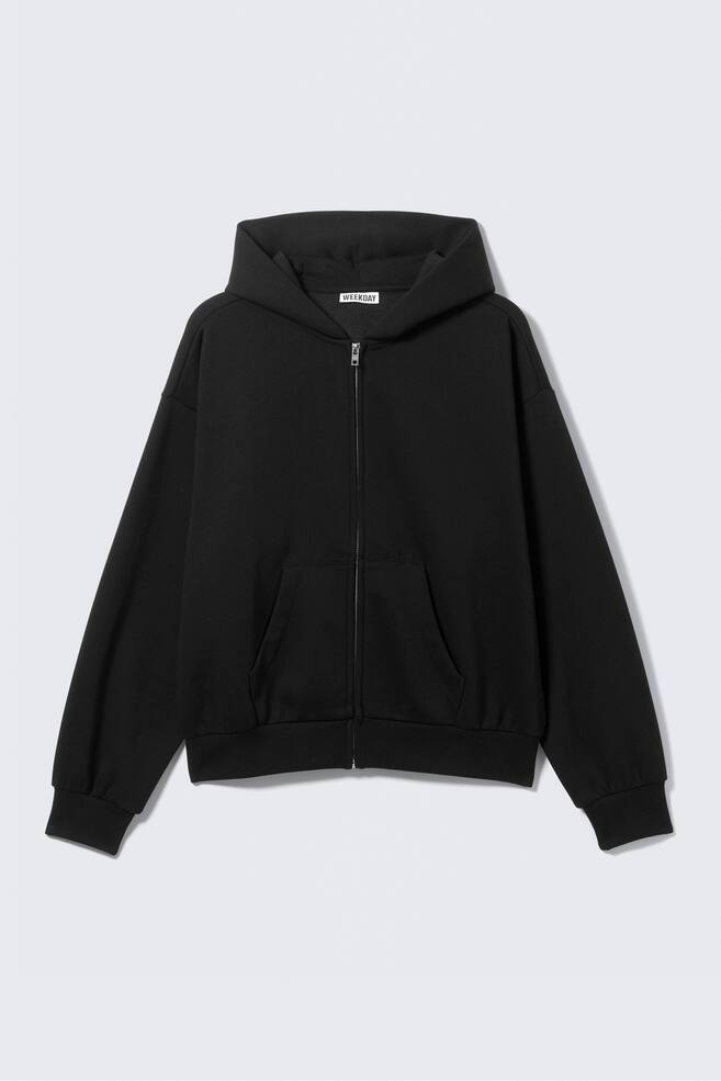 Weit geschnittener Zip-Hoodie - Schwarz/Dunkelbraun/Dunkelgrün/Gewaschenes Hellblau/Grau meliert/Dunkelbraun/Dunkelgrau - 1