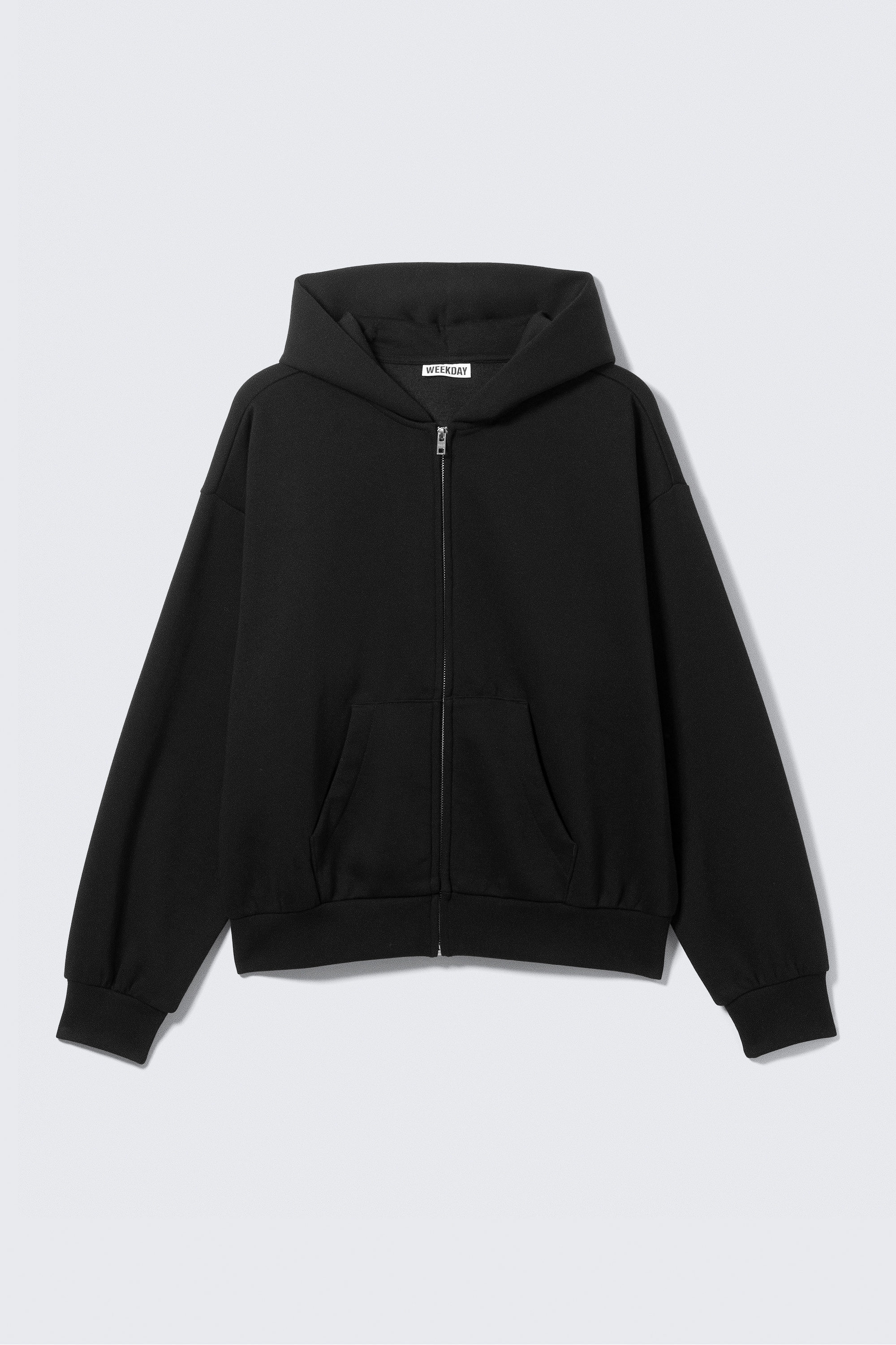 Svart - Zip-hoodie med lös passform - 3