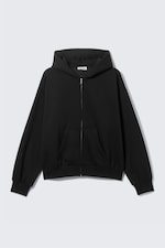 Black - Loose Fit Zip Hoodie - 3