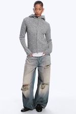 Gedecktes Grau meliert - Gestrickter Zip-Hoodie - 2
