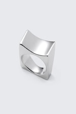 Silver - Asymmetric Stainless Steel Ring - 0