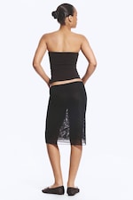 Black - Double Layered Mesh Skirt - 3