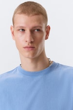 Blue - Shrunken Short-Sleeved Cotton T-shirt - 2