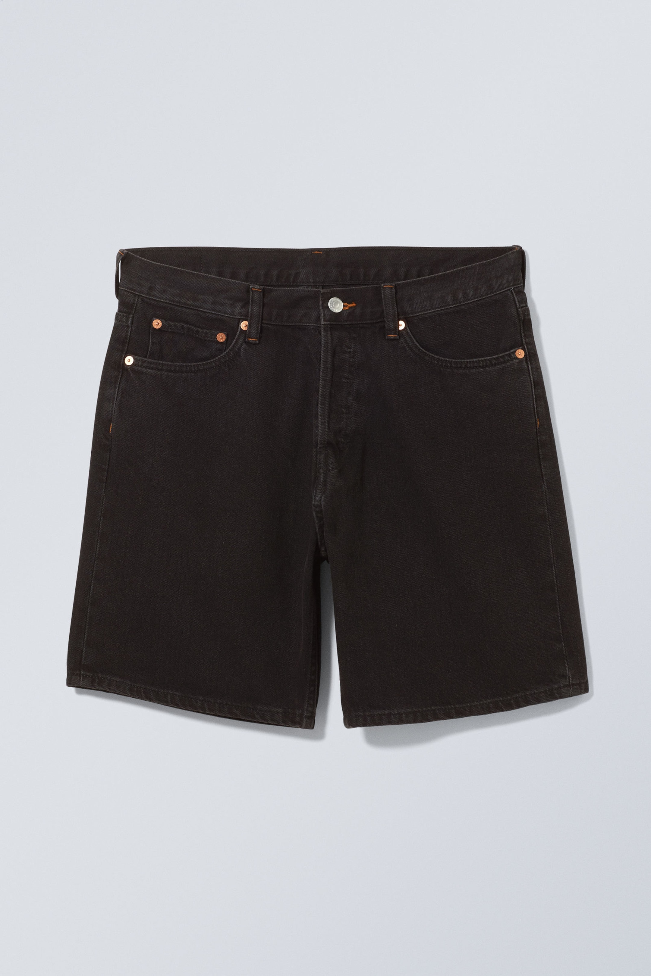 Black - Space Relaxed Denim Shorts - 5