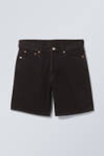 Black - Space Relaxed Denim Shorts - 5