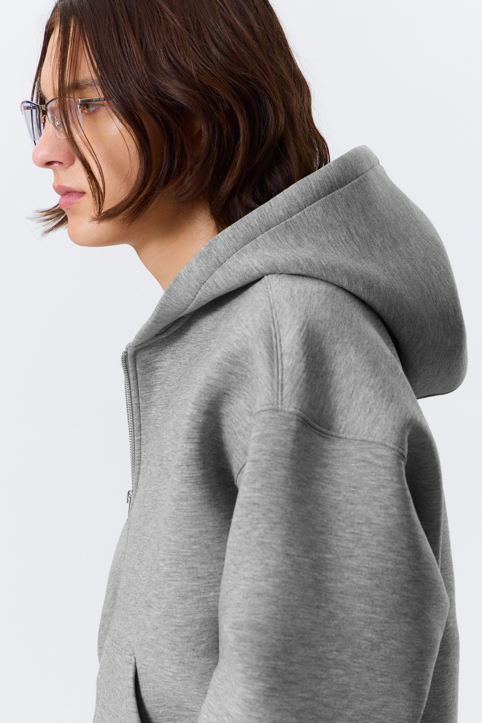 Grey Melange - Simon Scuba Zip Hoodie - 2