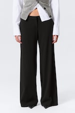 Black - Low Flared Suit Trousers - 1