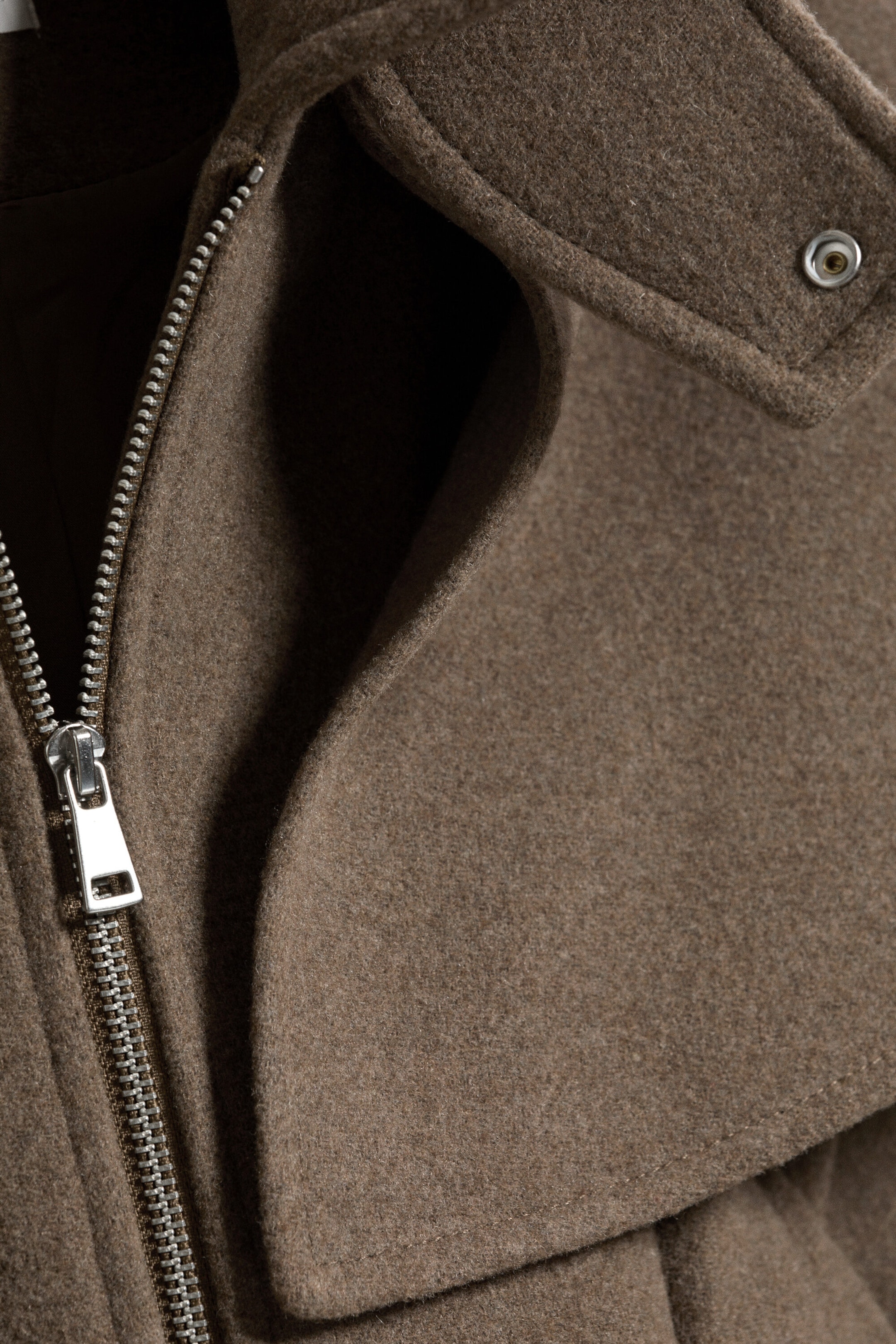 Brown - Wool-Blend Cape-Detail Jacket - 5