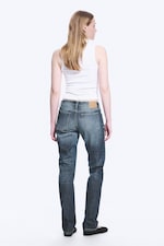 Blue Hymn - Mittelblau - Nail Low Waist Slim Straight Leg Jeans - 11