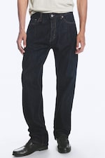 Blue Rinse - Dark Blue - Space Mid Rise Relaxed Straight Jeans - 1