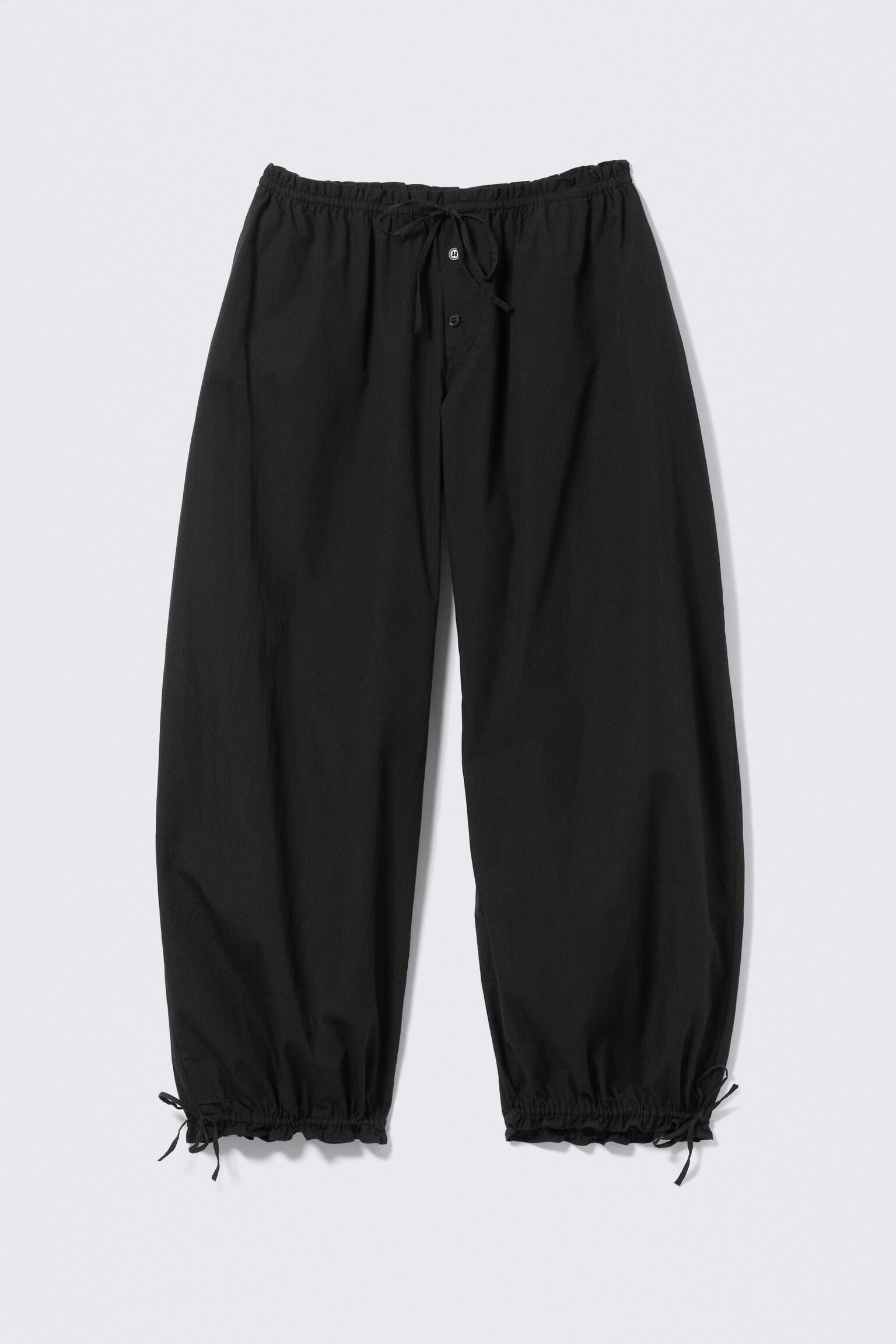 Pantalones con cordón fruncido de tiro bajo - Negro/Blanco roto/Verde caqui claro - 2